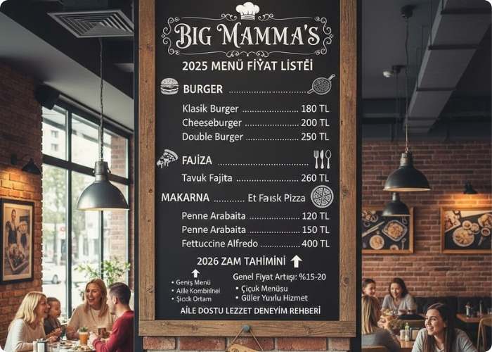 Big Mamma’s Menü Fiyat Listesi