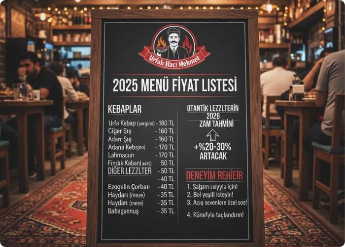 Urfalı Hacı Mehmet Menü Fiyat Listesi