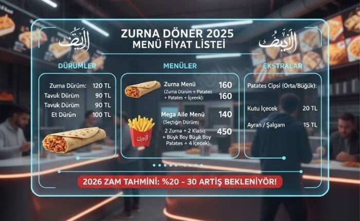 Zurna Döner Menü Fiyat Listesi