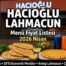 Hacıoğlu Lahmacun Menü Fiyat Listesi